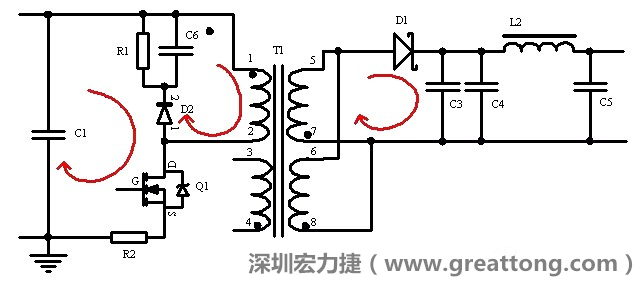 元件布局的時候，要優(yōu)先考慮高頻脈沖電流和大電流的環(huán)路面積，盡可能地減小,以抑制開關電源的輻射干擾