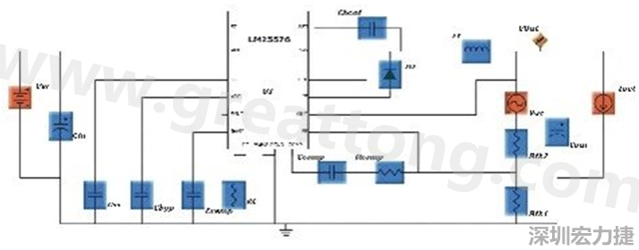 參考圖1的電流通路：把FET在導(dǎo)通狀態(tài)下流經(jīng)的通路標(biāo)記為紅色；把FET在關(guān)斷狀態(tài)下的迴路標(biāo)記為綠色。