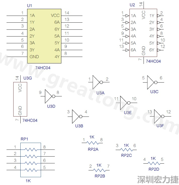 圖1 半導(dǎo)體元件供應(yīng)商所畫的電路圖符號是模擬元件的接腳圖，而非訊號流程。