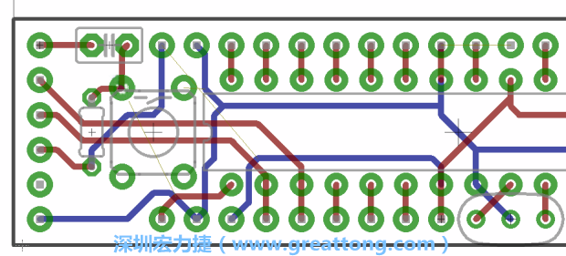 4.2. 然后在電路板的背面進(jìn)行布線。