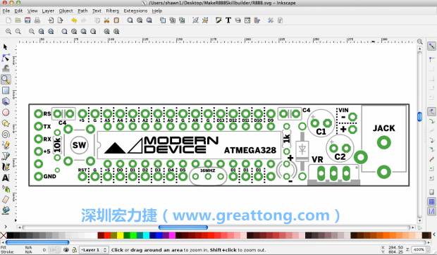 既然你有一個(gè)以電路板為背景的清晰影像了，使用向量工具將要絲印的圖像畫在上面吧，下面有一個(gè)例子。