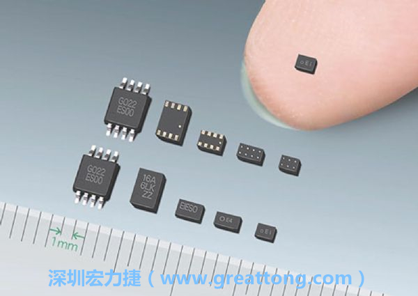 常規(guī)IC與WLP制作的封裝設(shè)計(jì)元件，尺寸有極大的差異，WLP僅需晶粒尺寸就有相同的電氣特性。