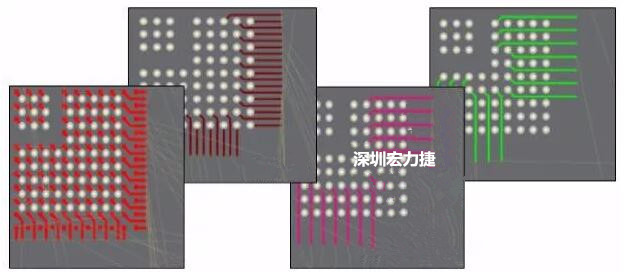 扇出及逃逸時(shí)布線是根據(jù)適用的設(shè)計(jì)規(guī)則來進(jìn)行的。
